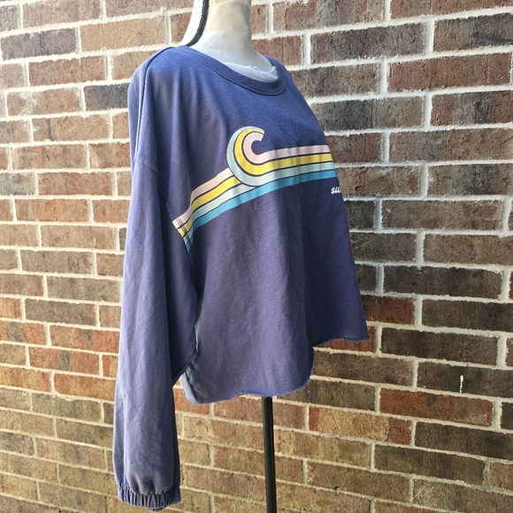C&C California Distressed Blue Long Sleeve Top - Picture 1 of 8